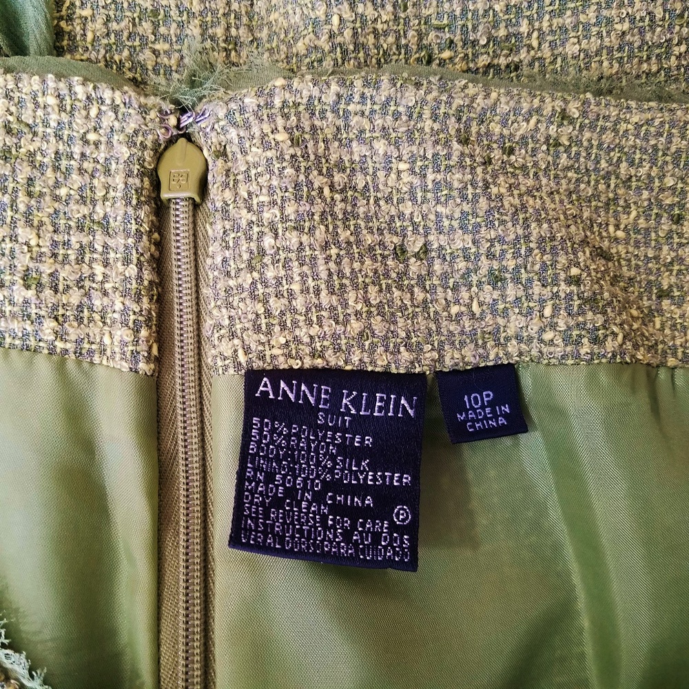 ANNE KLEIN Green Tweed Jacket & Skirt Suit - Picture 8 of 8